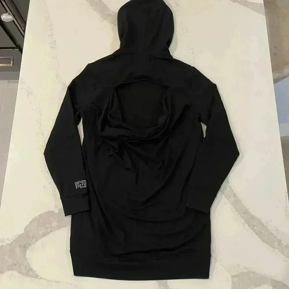 Victoria Sport Victoria's Secret Black Hooded Open Back Gym Cover Dress Women XS - Picture 6 of 7